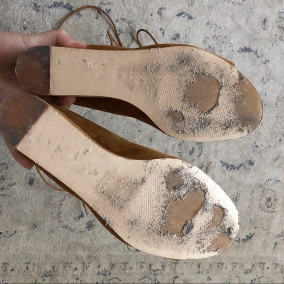 Zara Tan Suede Wrap Wedges - Picture 7 of 7
